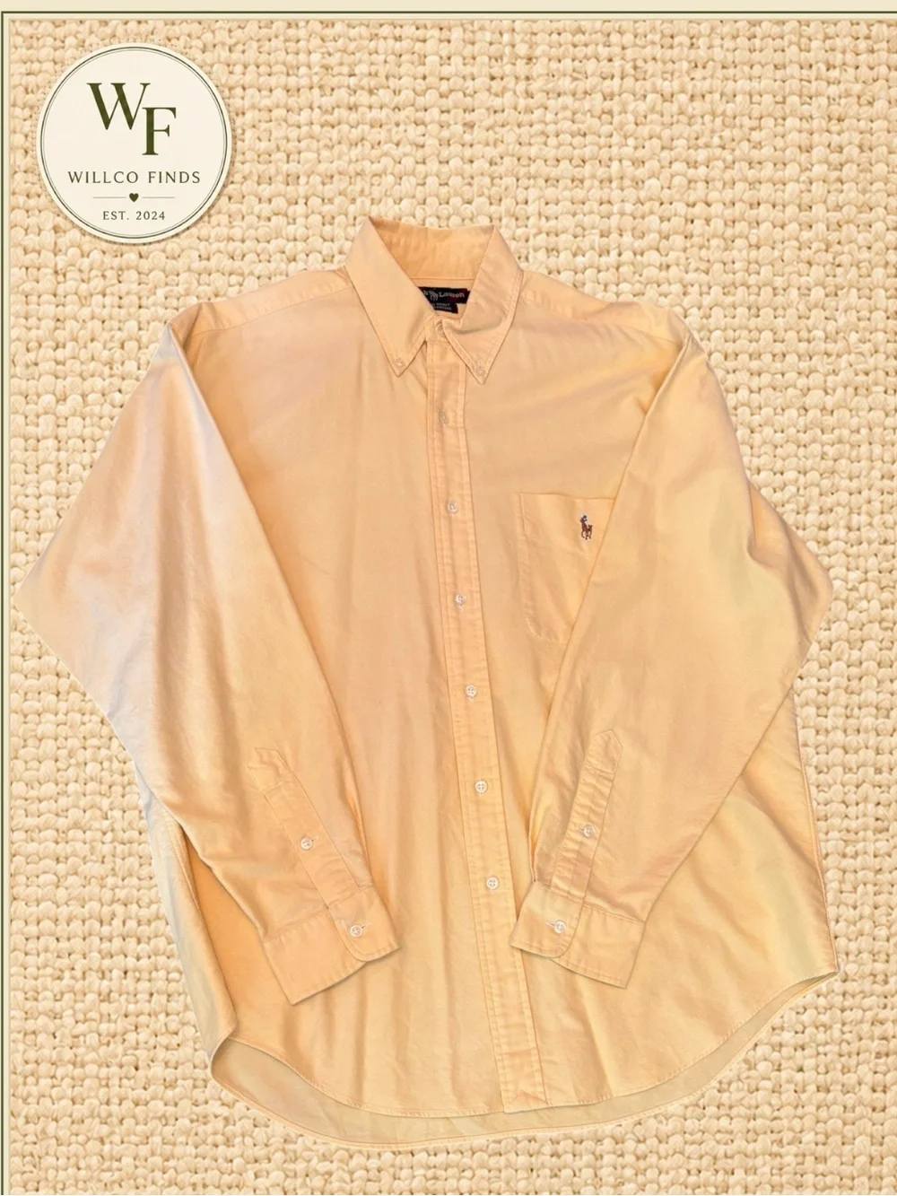 Vintage 90s Ralph Lauren Big Shirt Men’s Medium Yellow Oxford Pony Oversized